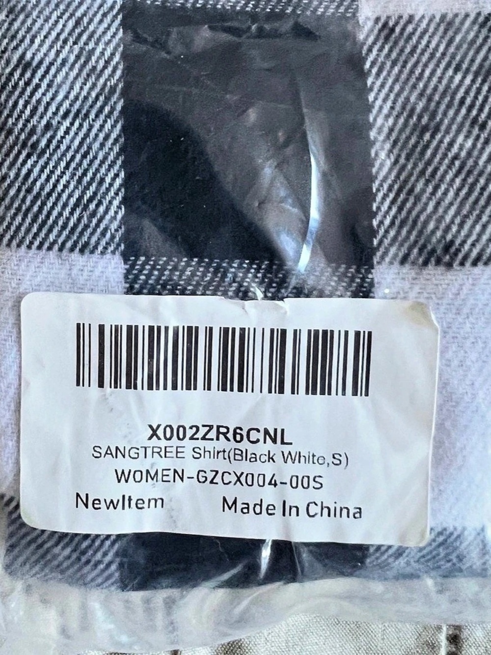 New size S SANGTREE Womens Flannel Shirt Long Sleeve Button up Plaid black white - Picture 4 of 5